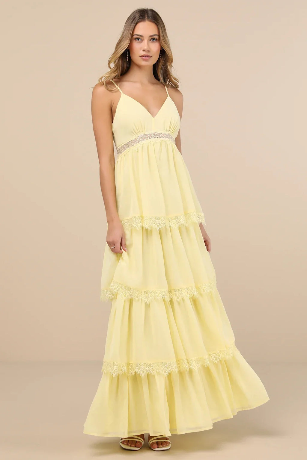 Reed Sage Tiered Lace Maxi Dress