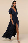 Convincing Grace Light Blush Flutter Sleeve Wrap Maxi Dress