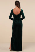 Forever Sensational Navy Blue Velvet Long Sleeve Maxi Dress
