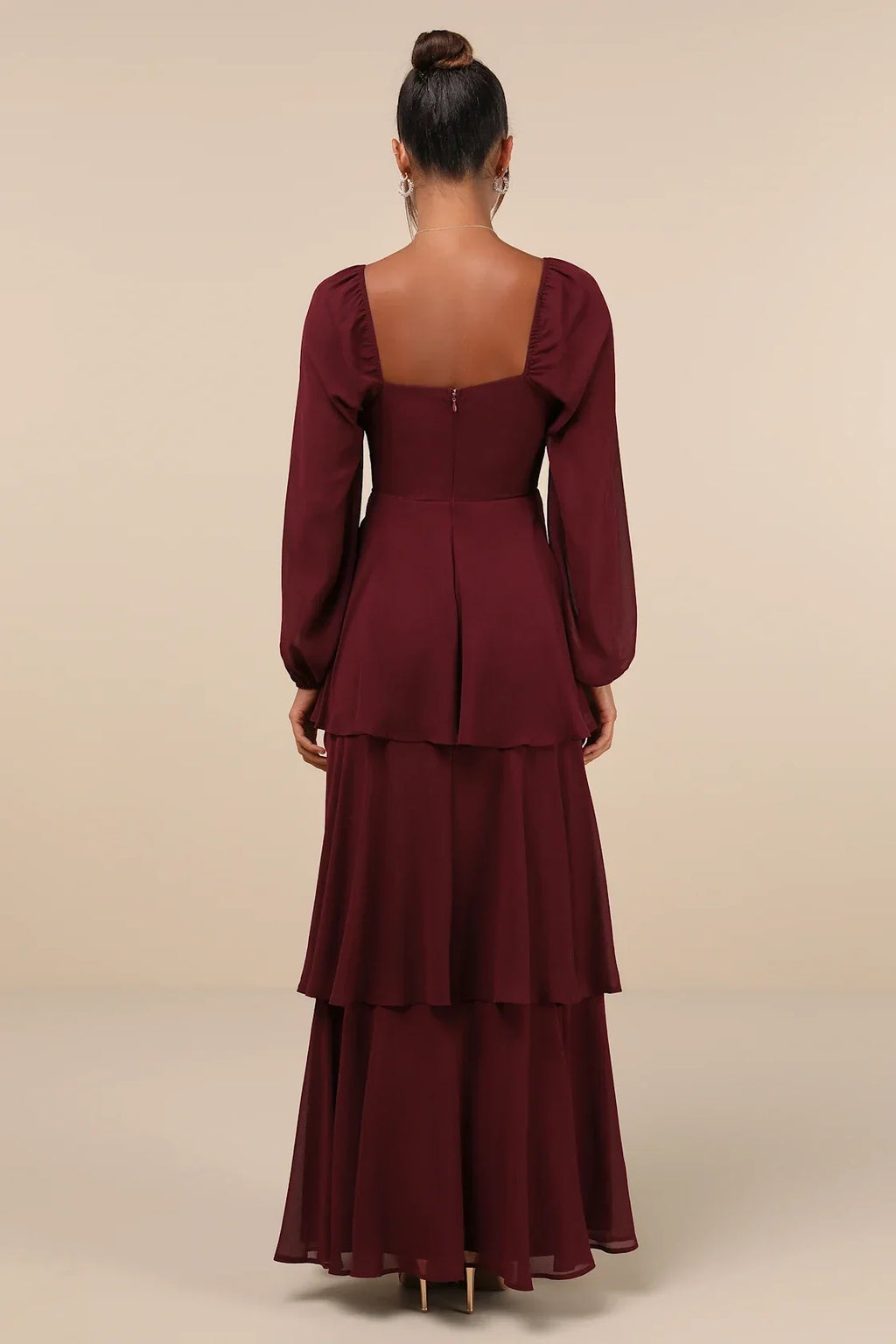 Tier to Enchant Black Long Sleeve Tiered Maxi Dress