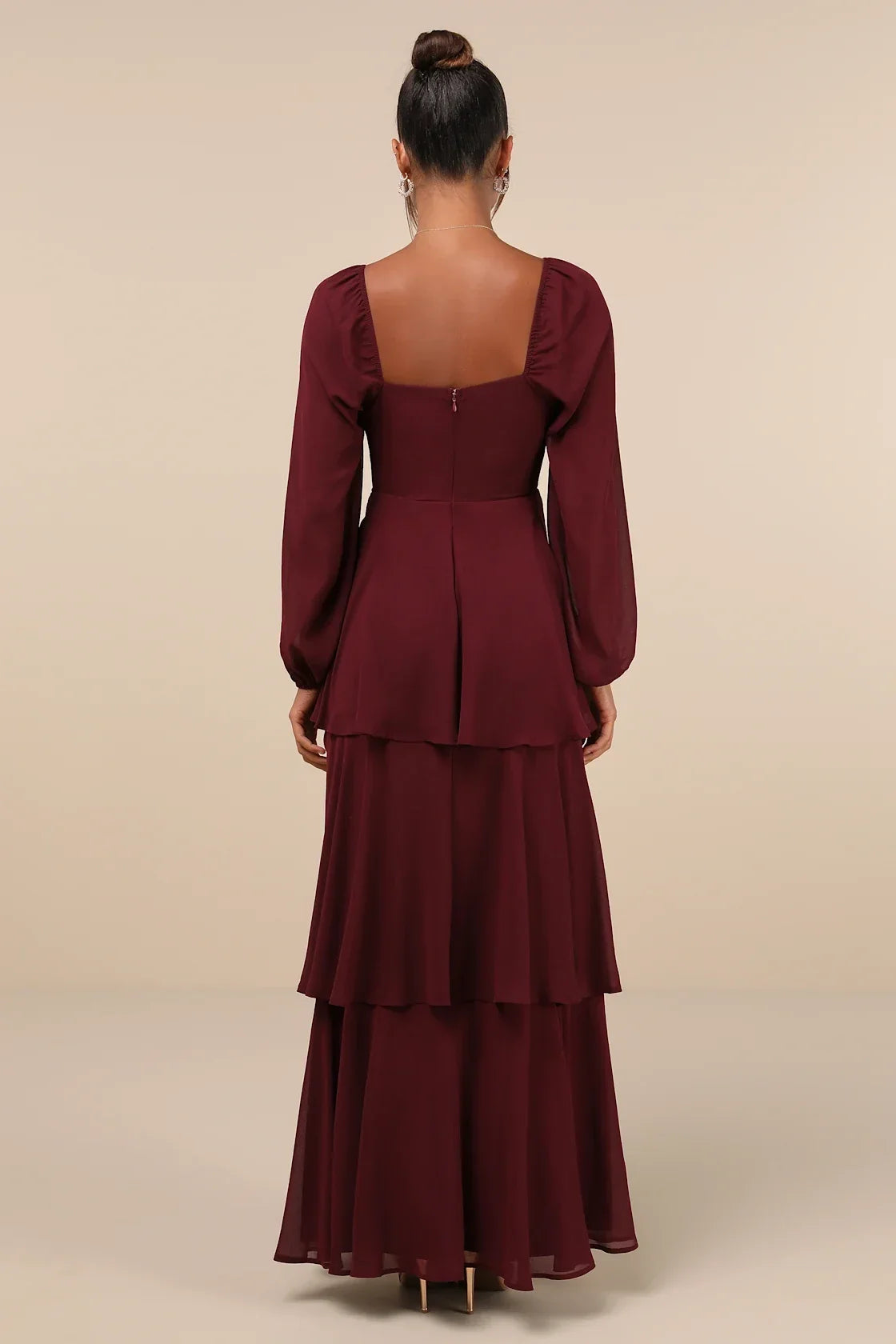 Tier to Enchant Black Long Sleeve Tiered Maxi Dress