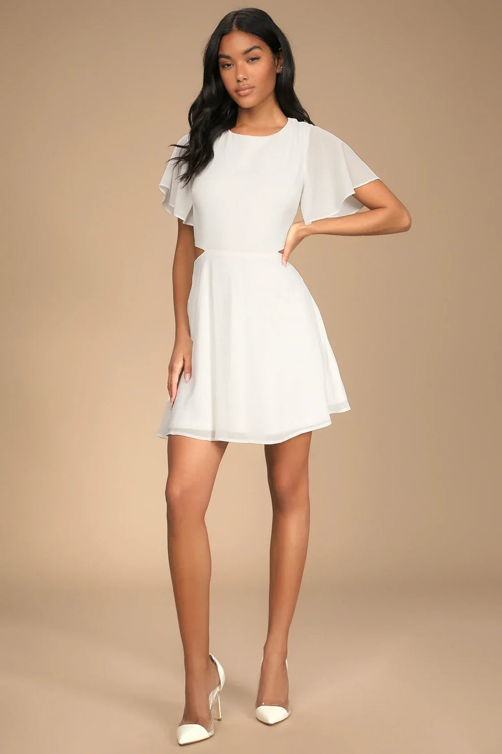 Blissful Love Blue Cutout Mini Skater Dress