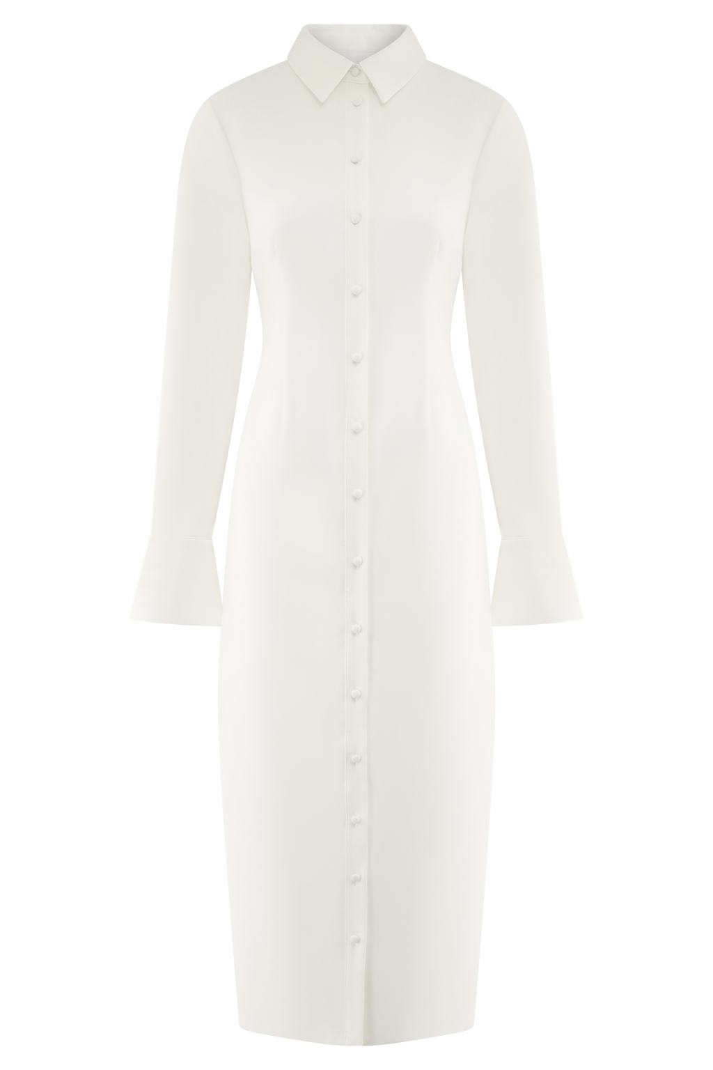Dorian Fitted Shirt Midi Dress - White