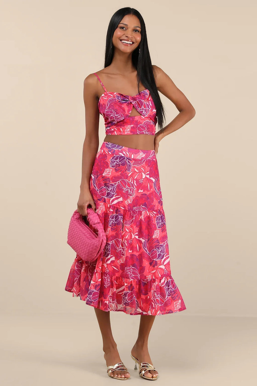 Floating Through Flowers Multi Floral Two-Piece Midi Dress