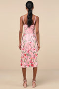 Blooming For Love Pink Floral Embroidered Midi Dress