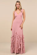 Alorna Rose Pink Sleeveless Ruffled Maxi Dress