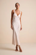 Ellena Blush Satin Slip Midi Dress