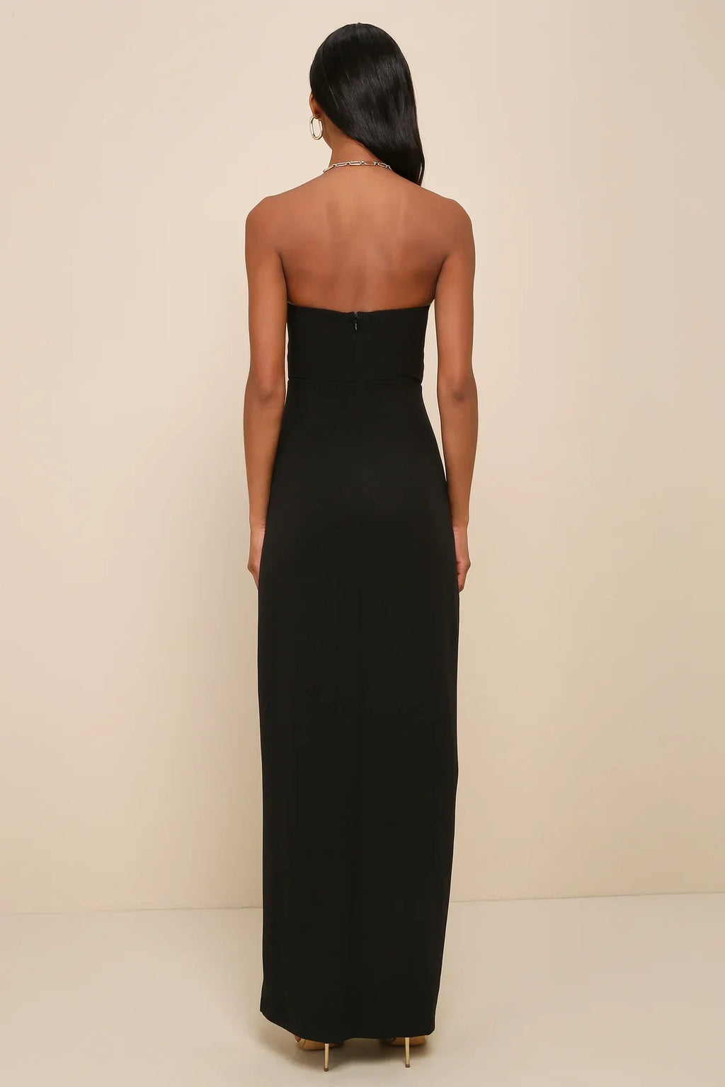 Extravagant Persona Black Strapless Cutout Column Maxi Dress