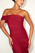 Jayleen Brown Mesh One-Shoulder Midi Dress