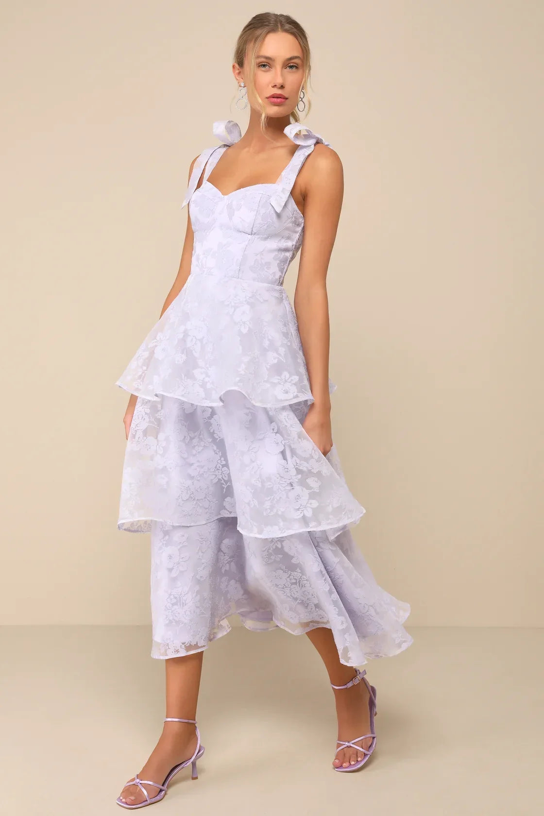 Glamorous Sweetie Sage Burnout Tie-Strap Bustier Midi Dress