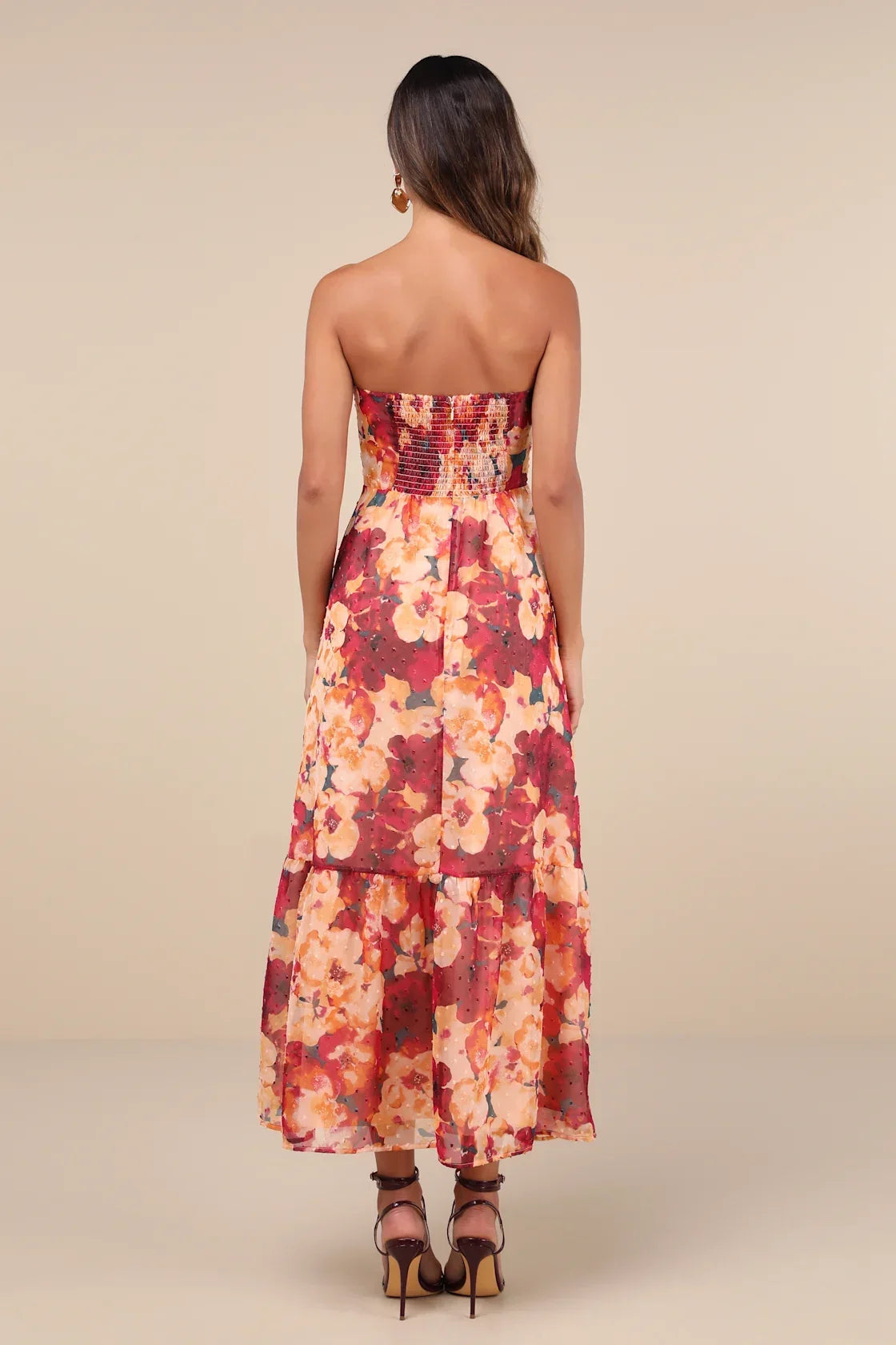 Bright Perspective Teal Floral Strapless Midi Dress