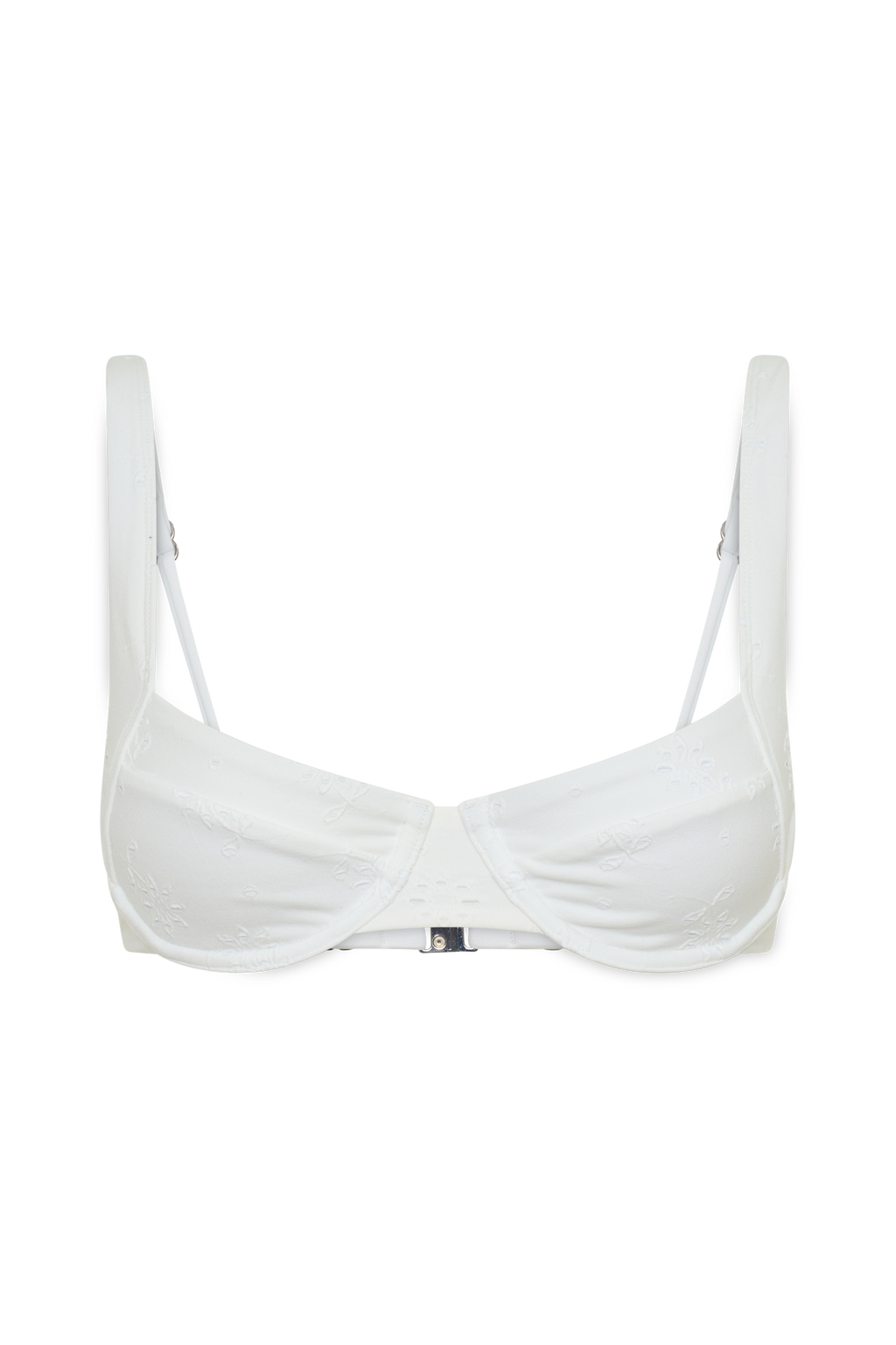 Abra Underwire Apex Bikini Top - White Textured Fabric
