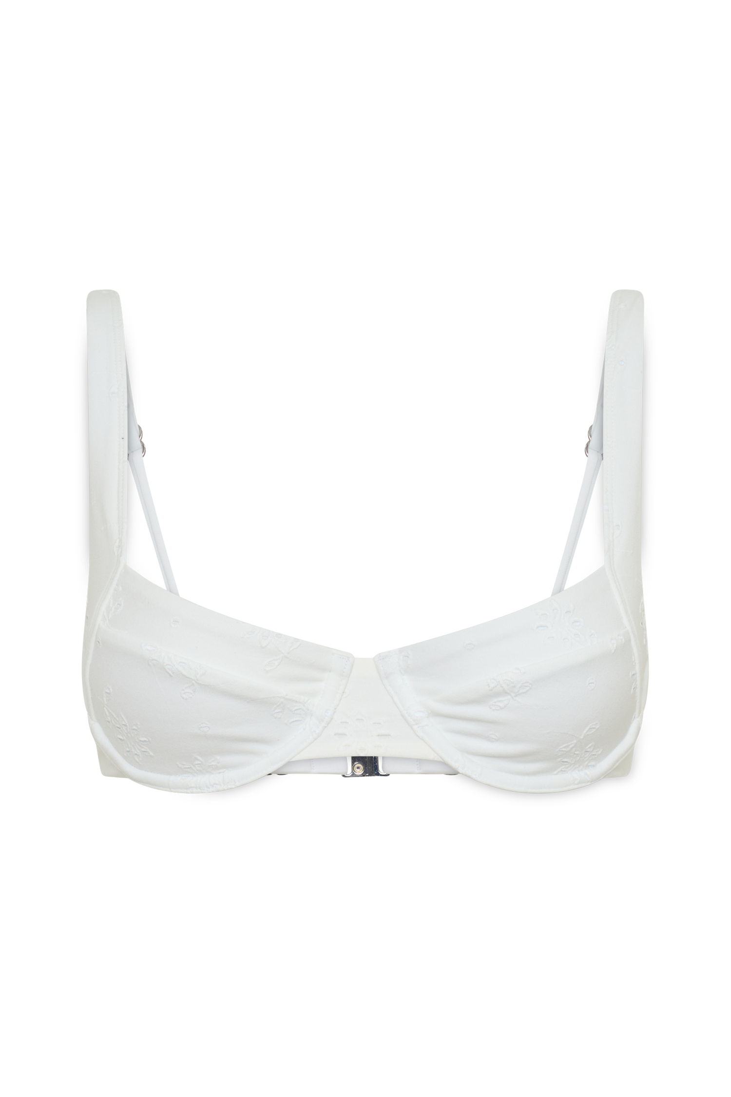 Abra Underwire Apex Bikini Top - White Textured Fabric