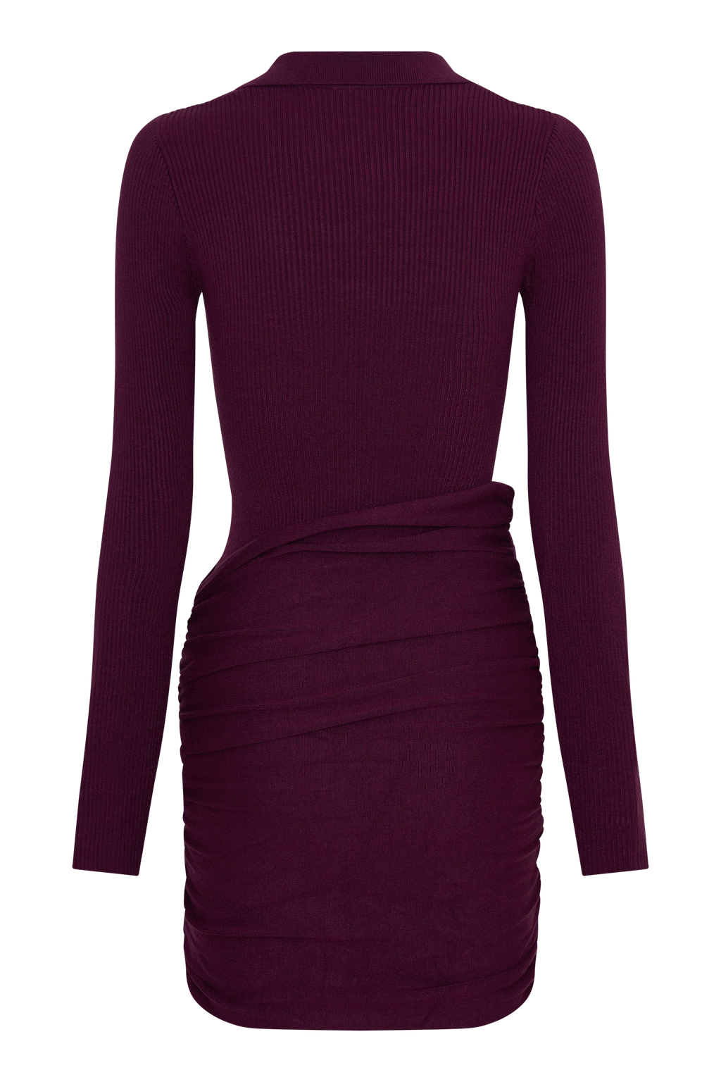Agness Long Sleeve Button Up Knit Dress - Plum