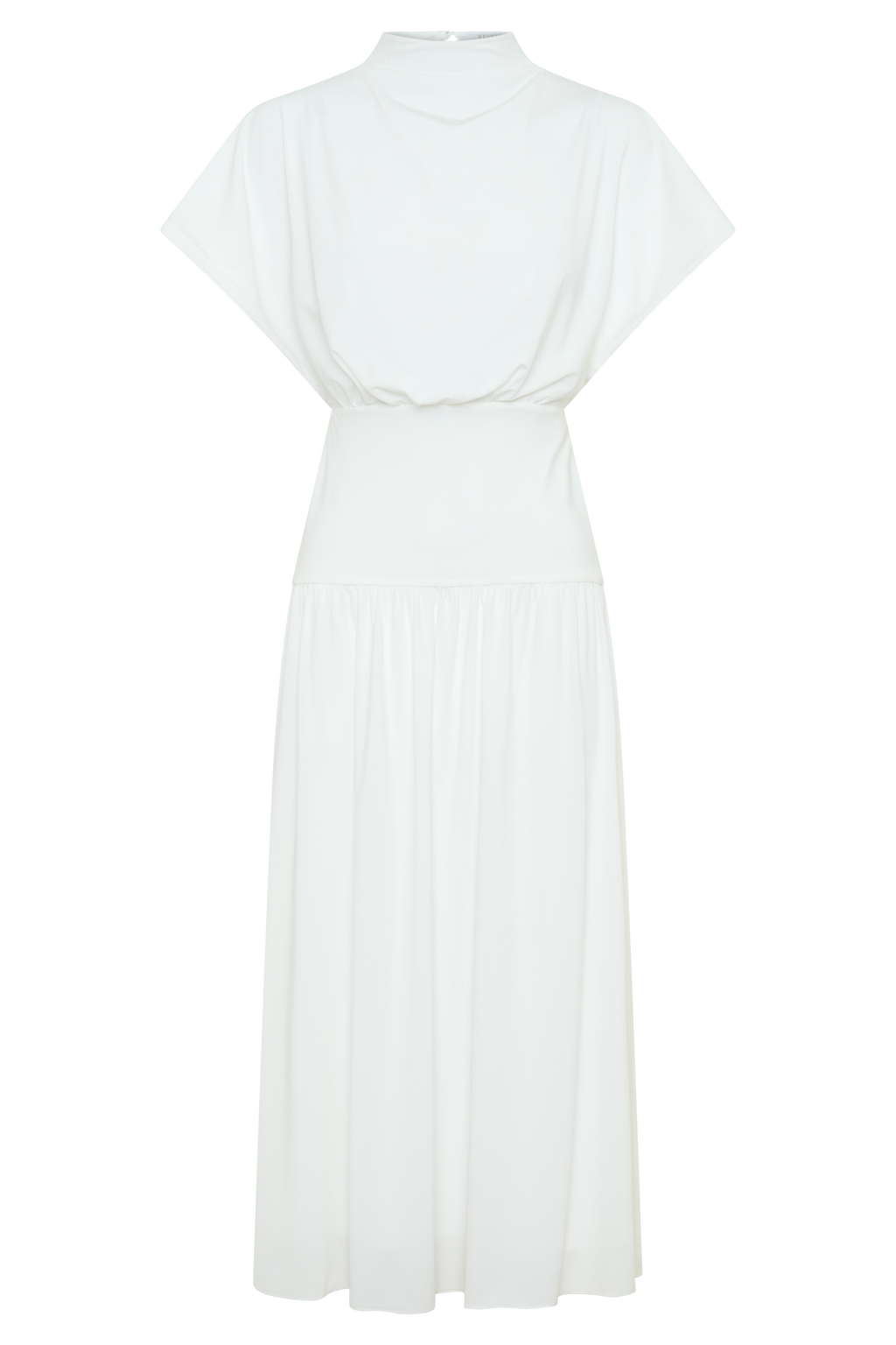 Ailla High Neck Cowl Midi Dress - White