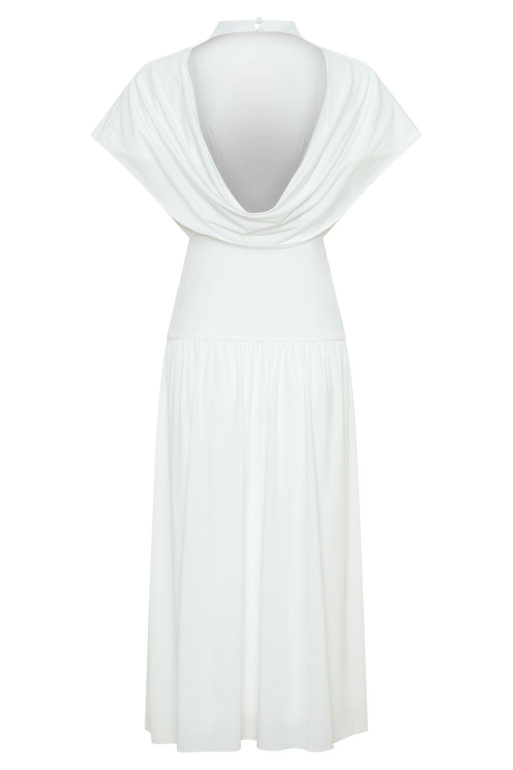 Ailla High Neck Cowl Midi Dress - White