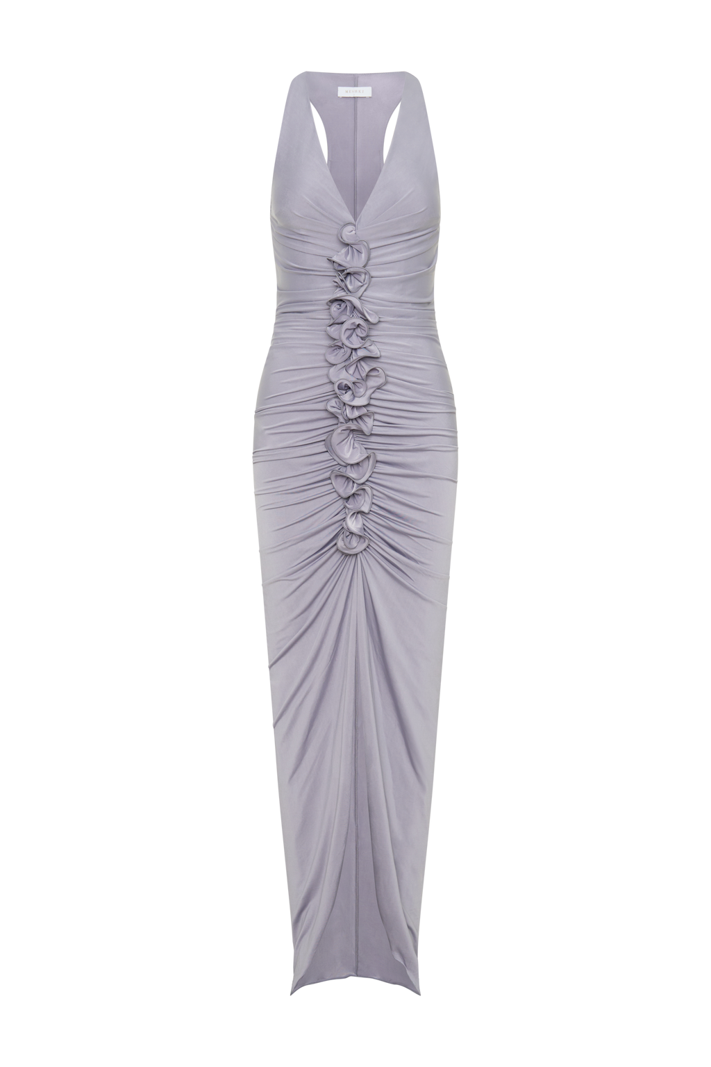Alessandra Slinky Ruffle Maxi Dress - Grey