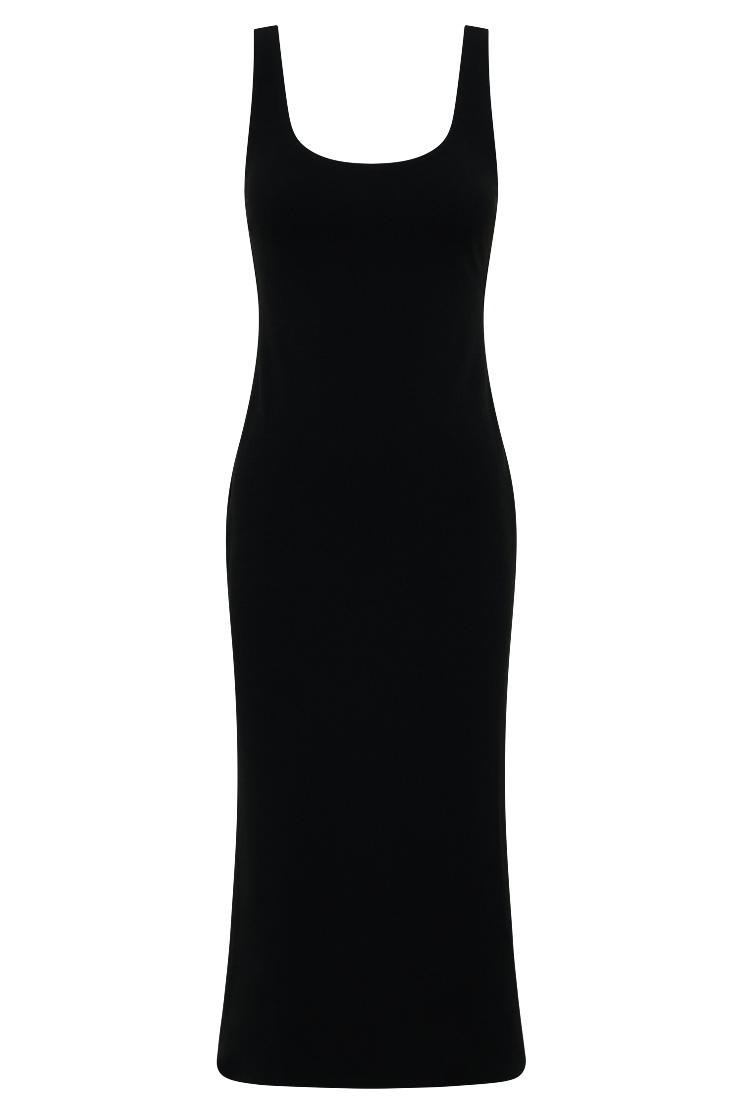 Allyra Scoop Stretch Crepe Midi Dress - Black