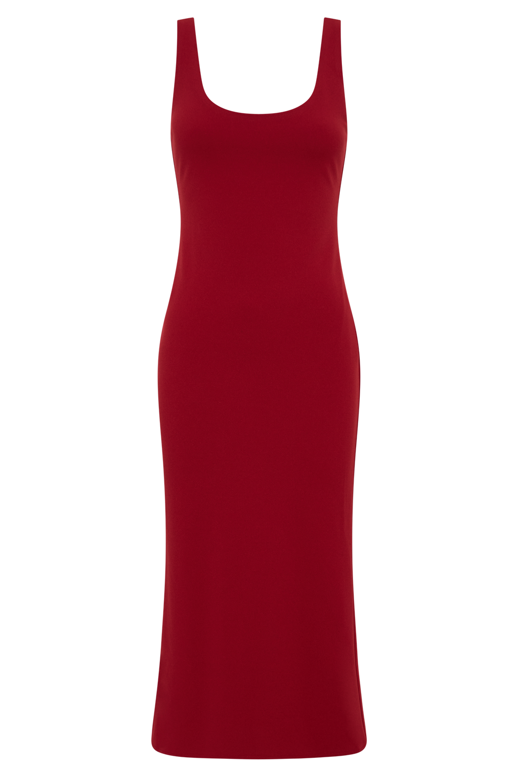 Allyra Scoop Stretch Crepe Midi Dress - Red