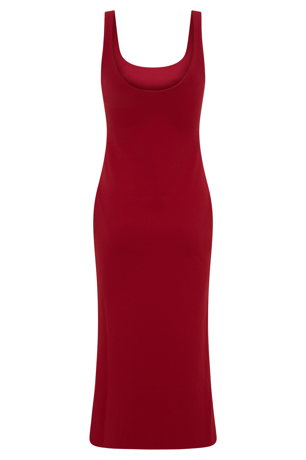 Allyra Scoop Stretch Crepe Midi Dress - Red