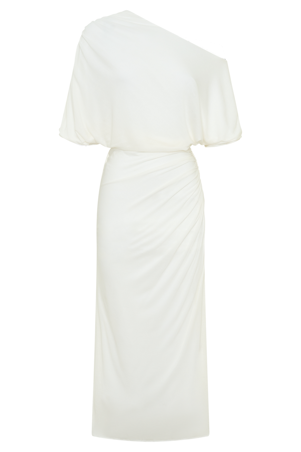 Alva Wool Lyocell Draped Midi Dress - White