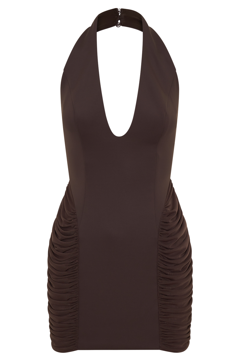 Anari Gathered Scuba Mini Dress - Dark Chocolate