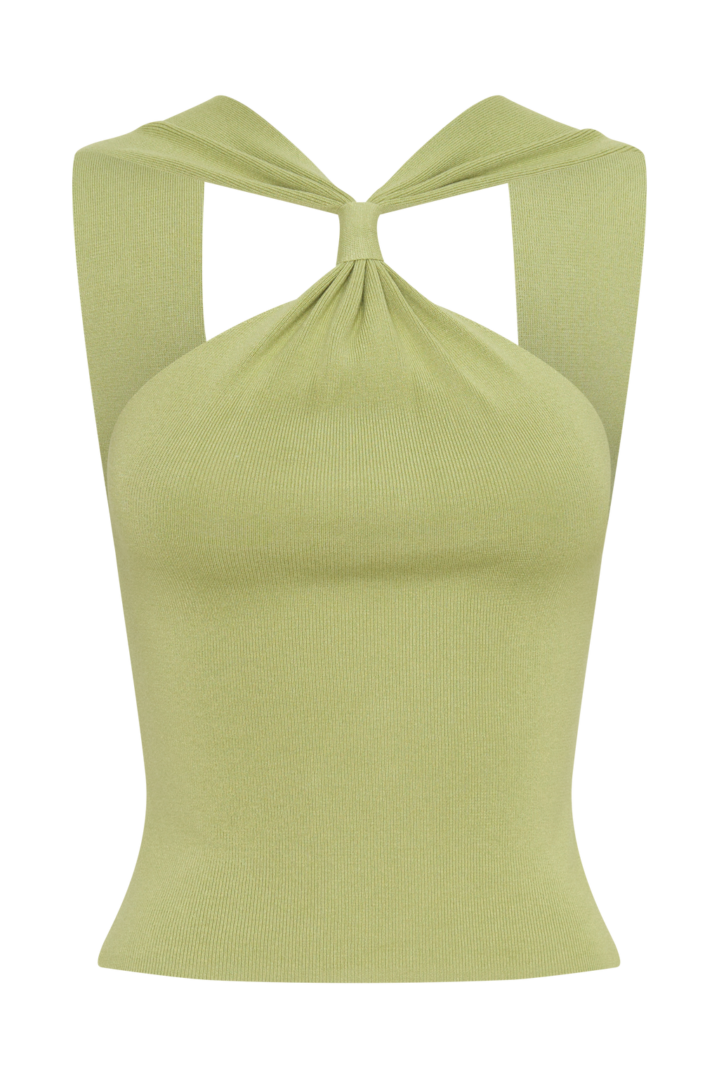 Angelika Twist Front Knit Top - Light Olive