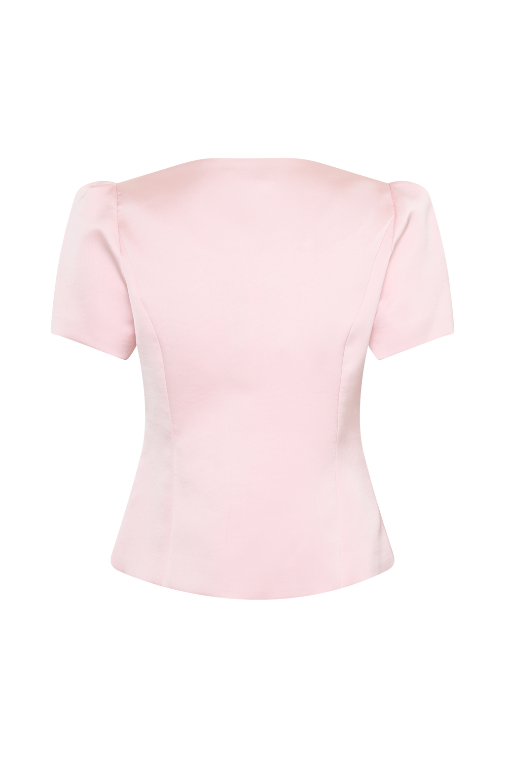 Anne Short Sleeve Satin Top - Pale Pink