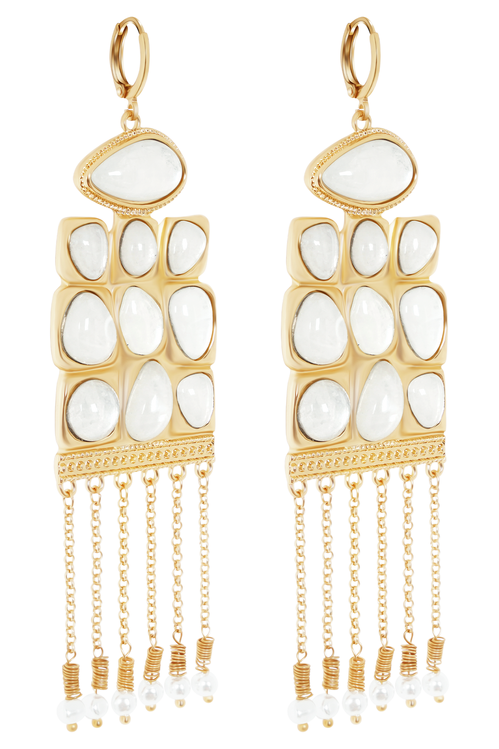 Annika Horizontal Resin Drop Earrings - Gold