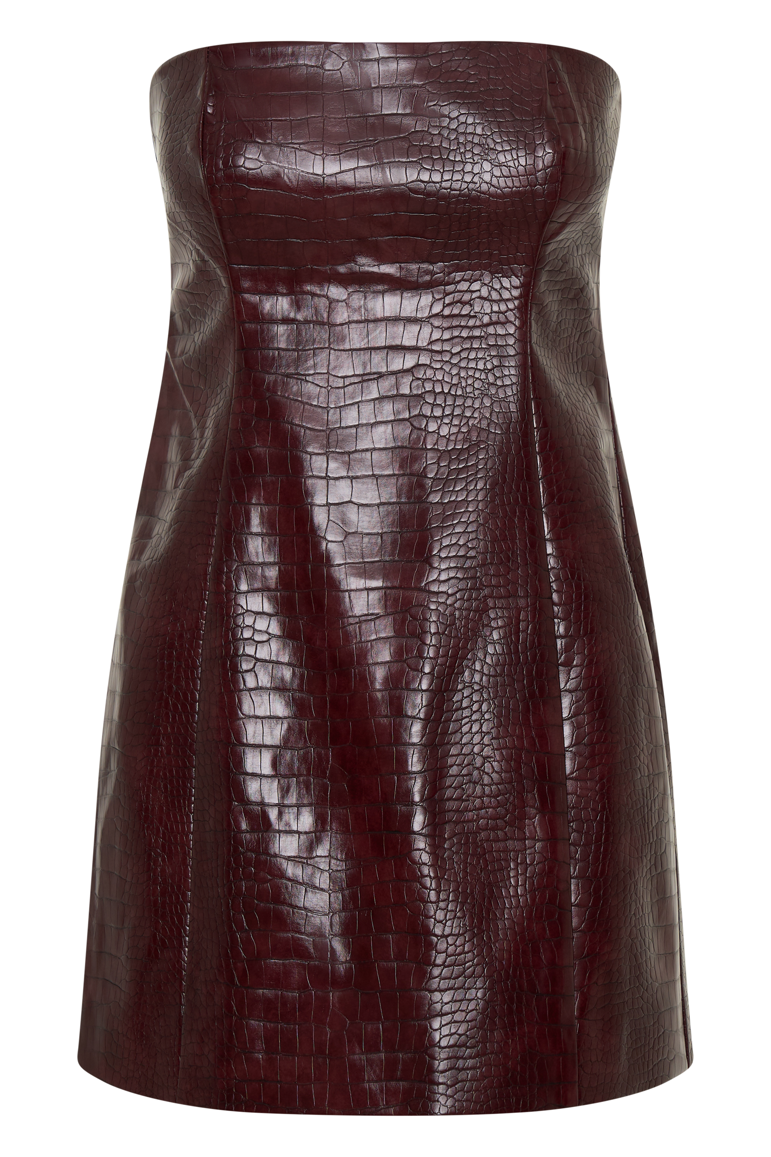 Anouk Faux Leather Strapless Mini Dress - Merlot