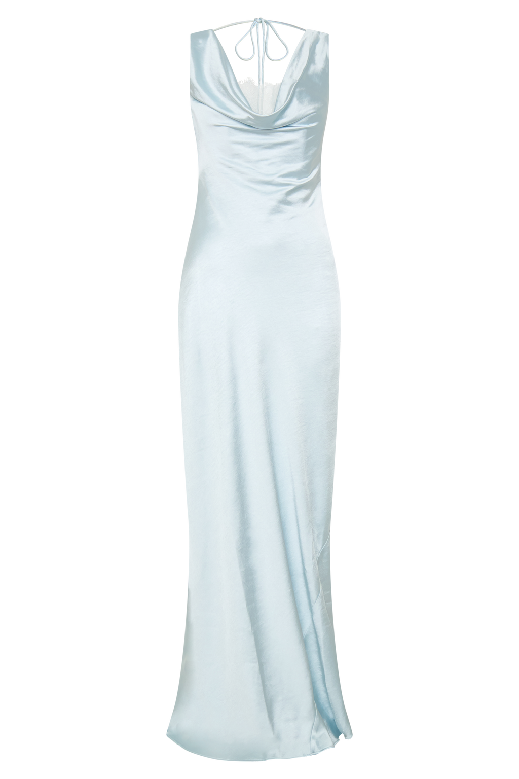 Ashley Cowl Neck Lace And Satin Maxi Dress - Ice Blue