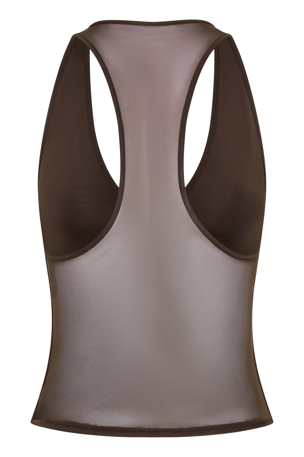 Aspyn Slinky And Mesh Top - Chocolate