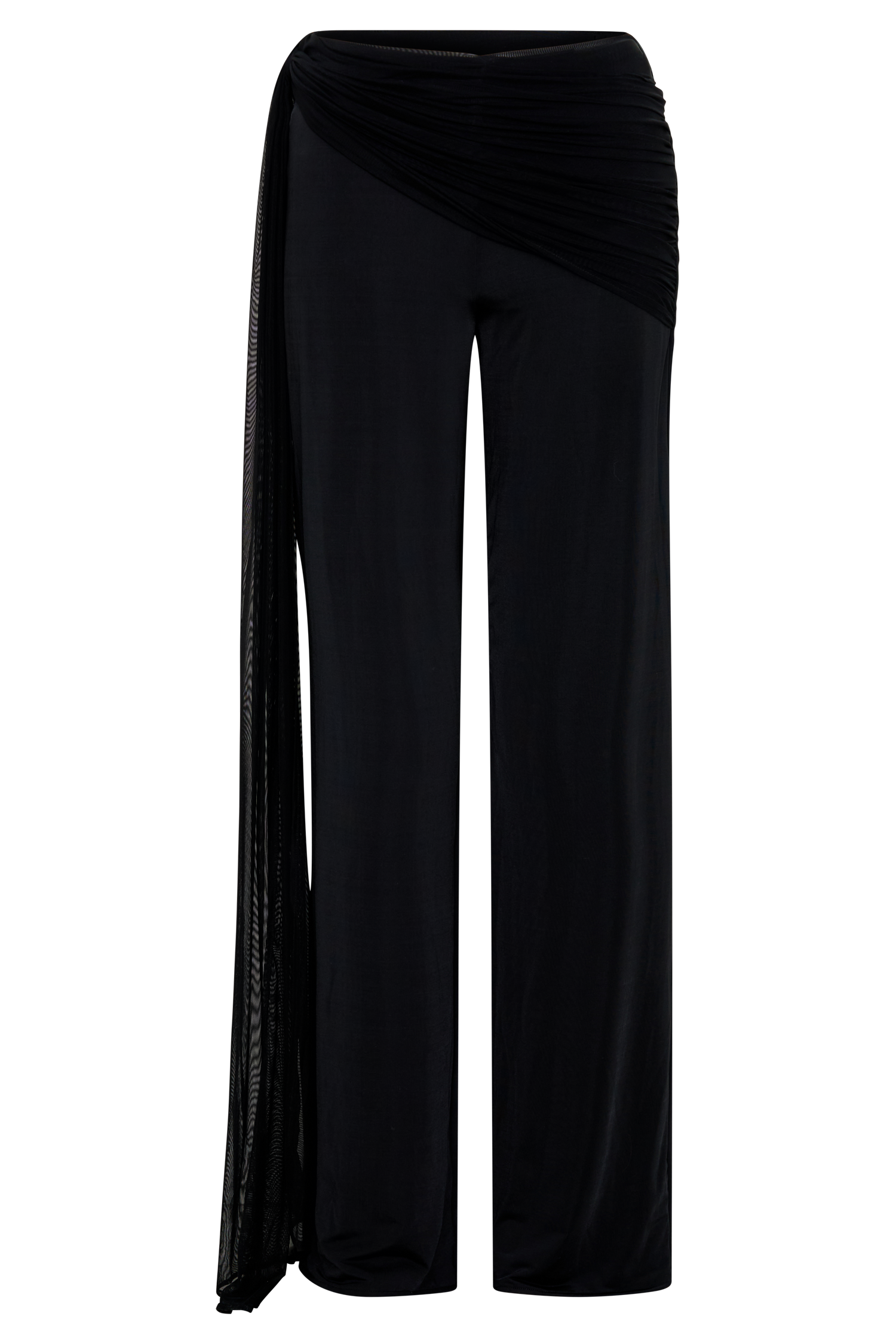 Aspyn Slinky Gathered Wide Leg Pants - Black