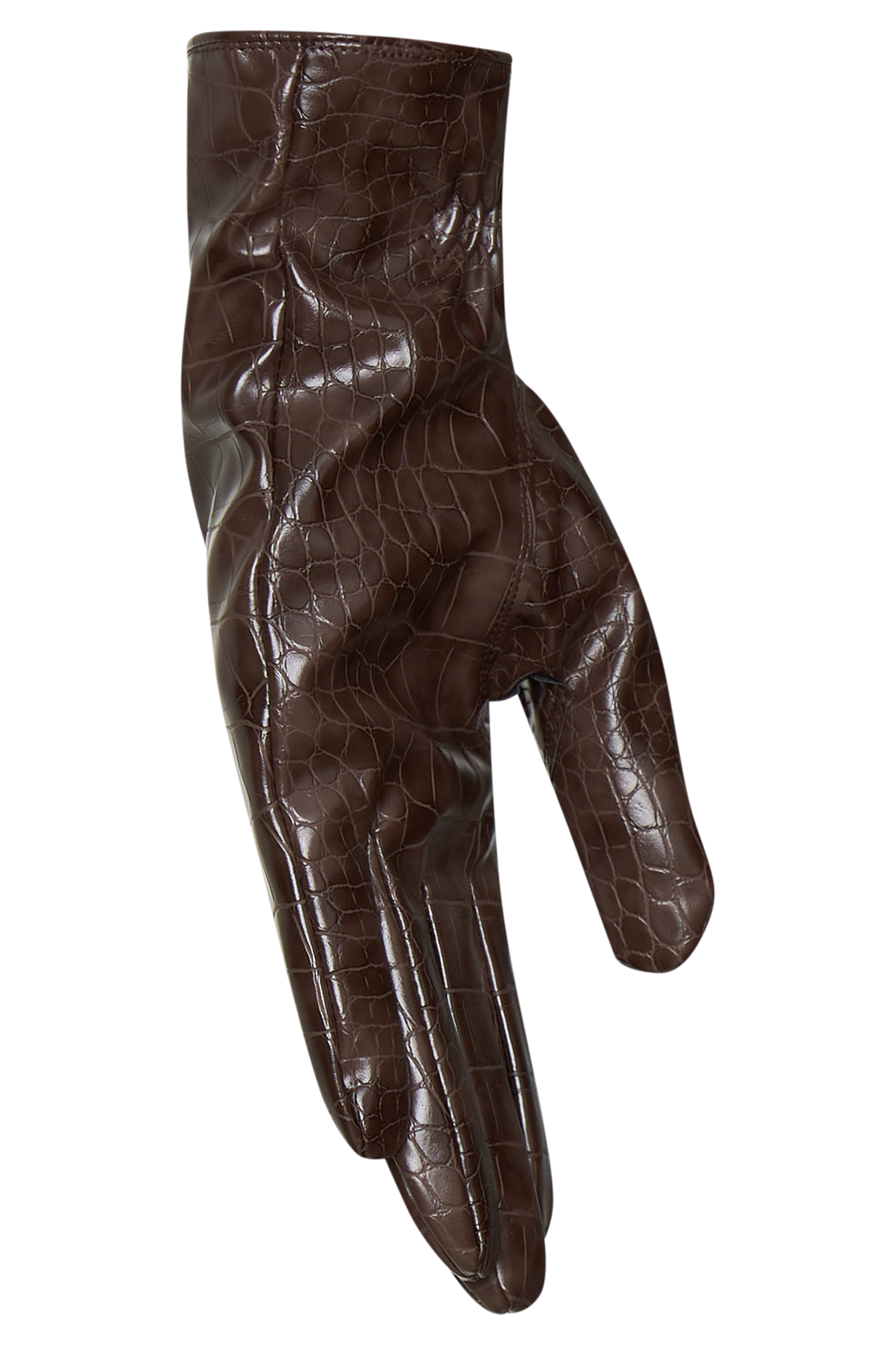 Atlas Faux Leather Crocodile Gloves - Chocolate