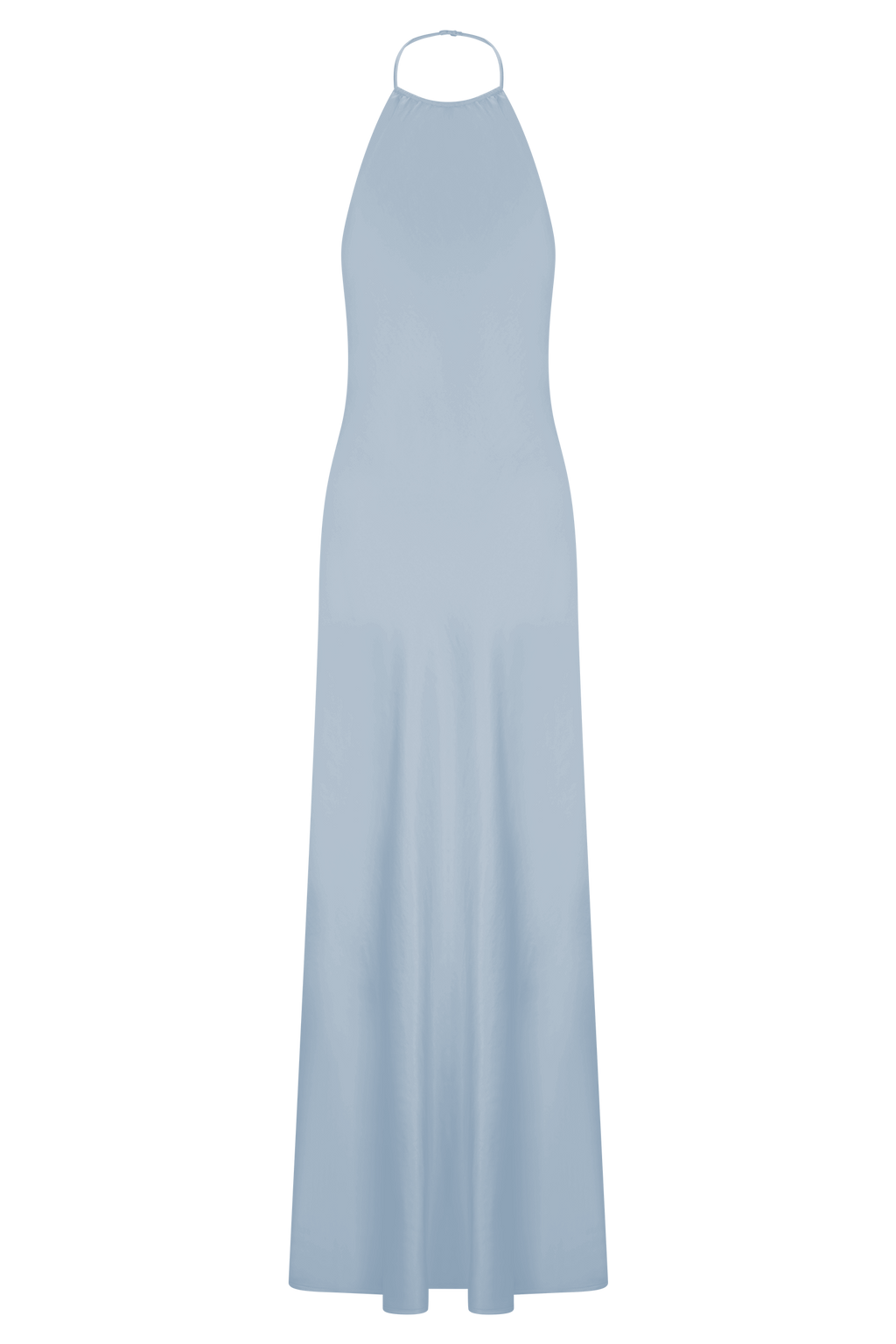 Bella Satin Halter Maxi Dress - Frosted Blue