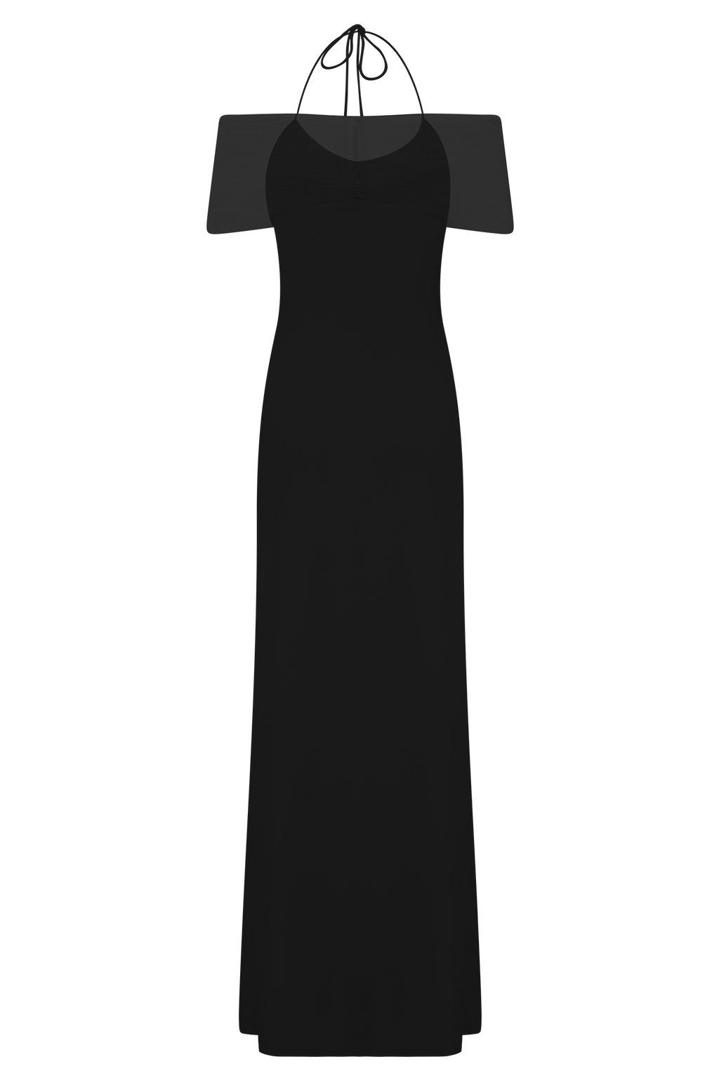 Bernadina Mesh And Slinky Halter Maxi Dress - Black