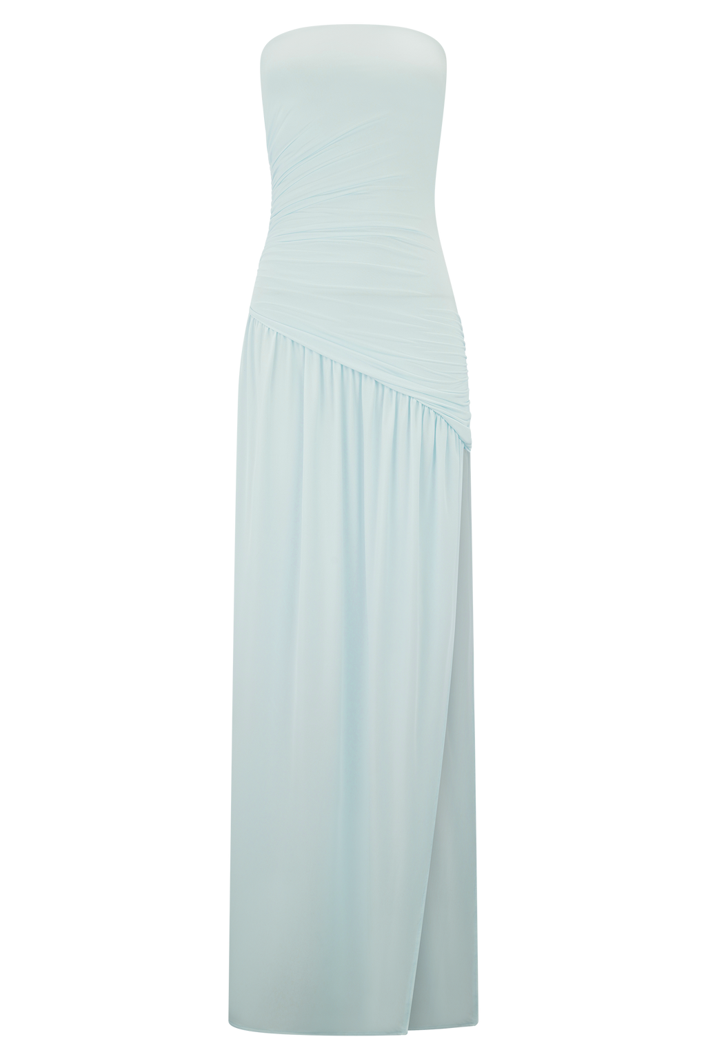 Bex Strapless Slinky Maxi Dress With Split - Pale Blue