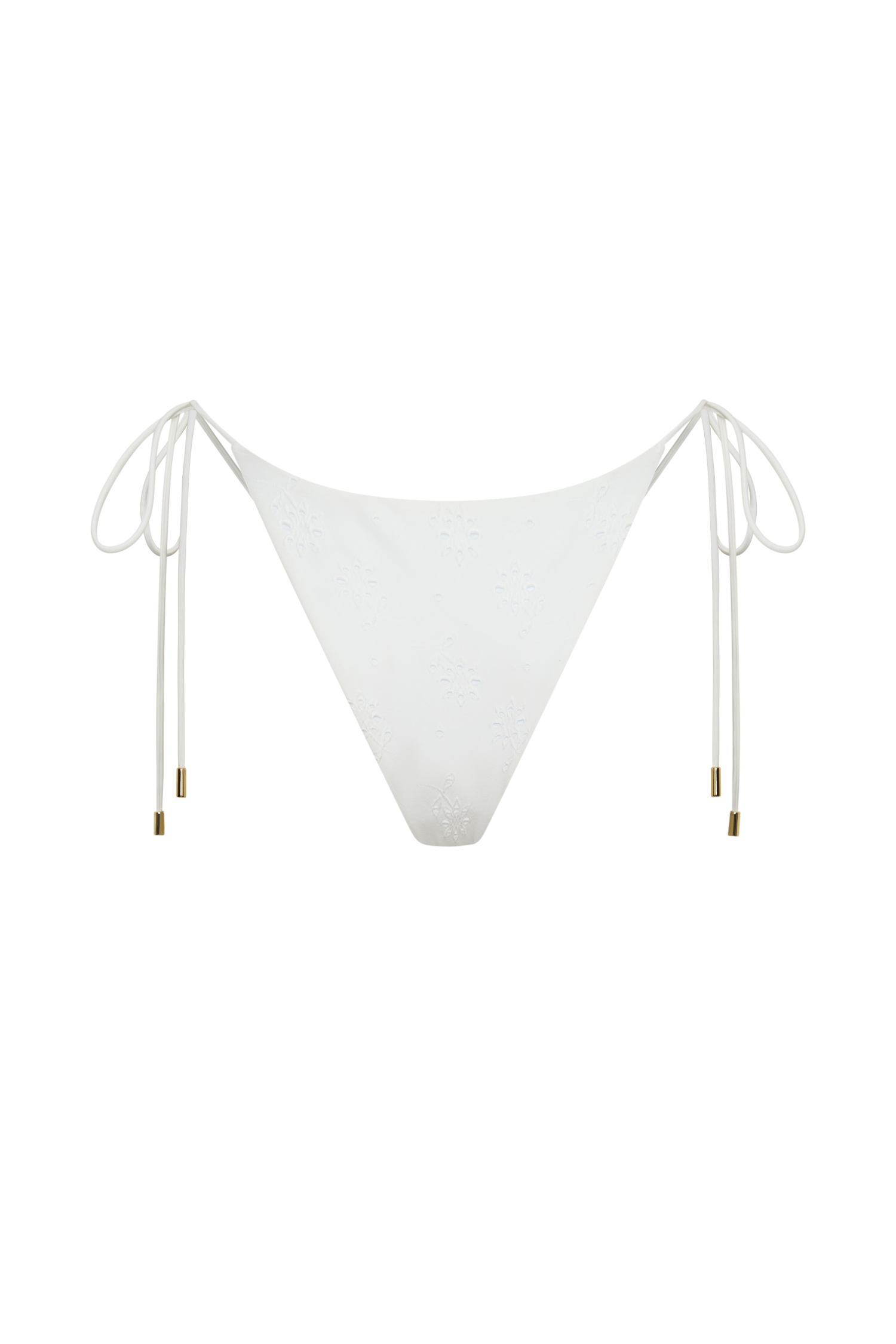 Blossom Side Tie Bikini Bottom - White Textured Fabric