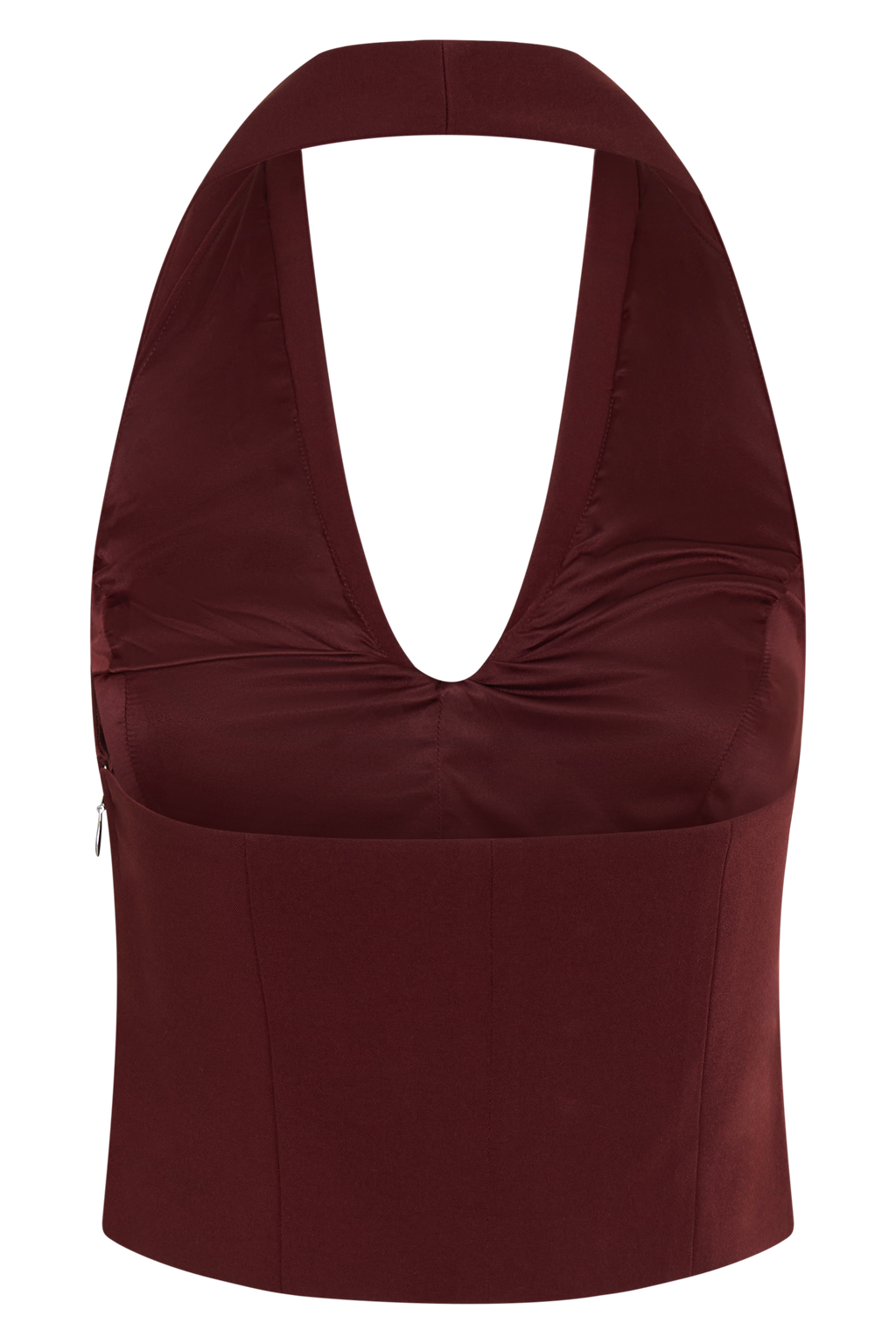 Calla Collared Sleeveless Halter Top - Merlot