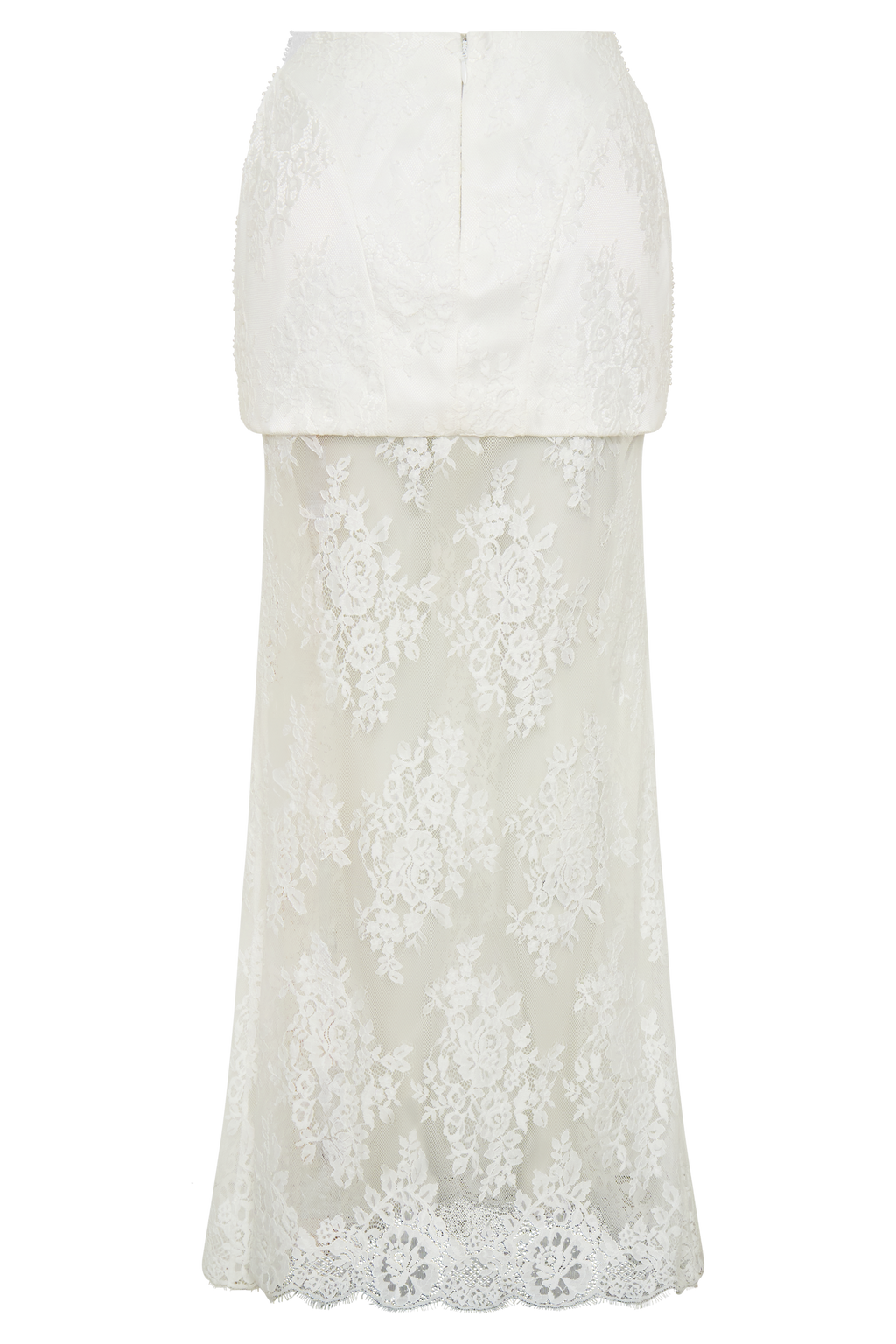 Camille Beaded Satin And Lace Maxi Skirt - Ivory