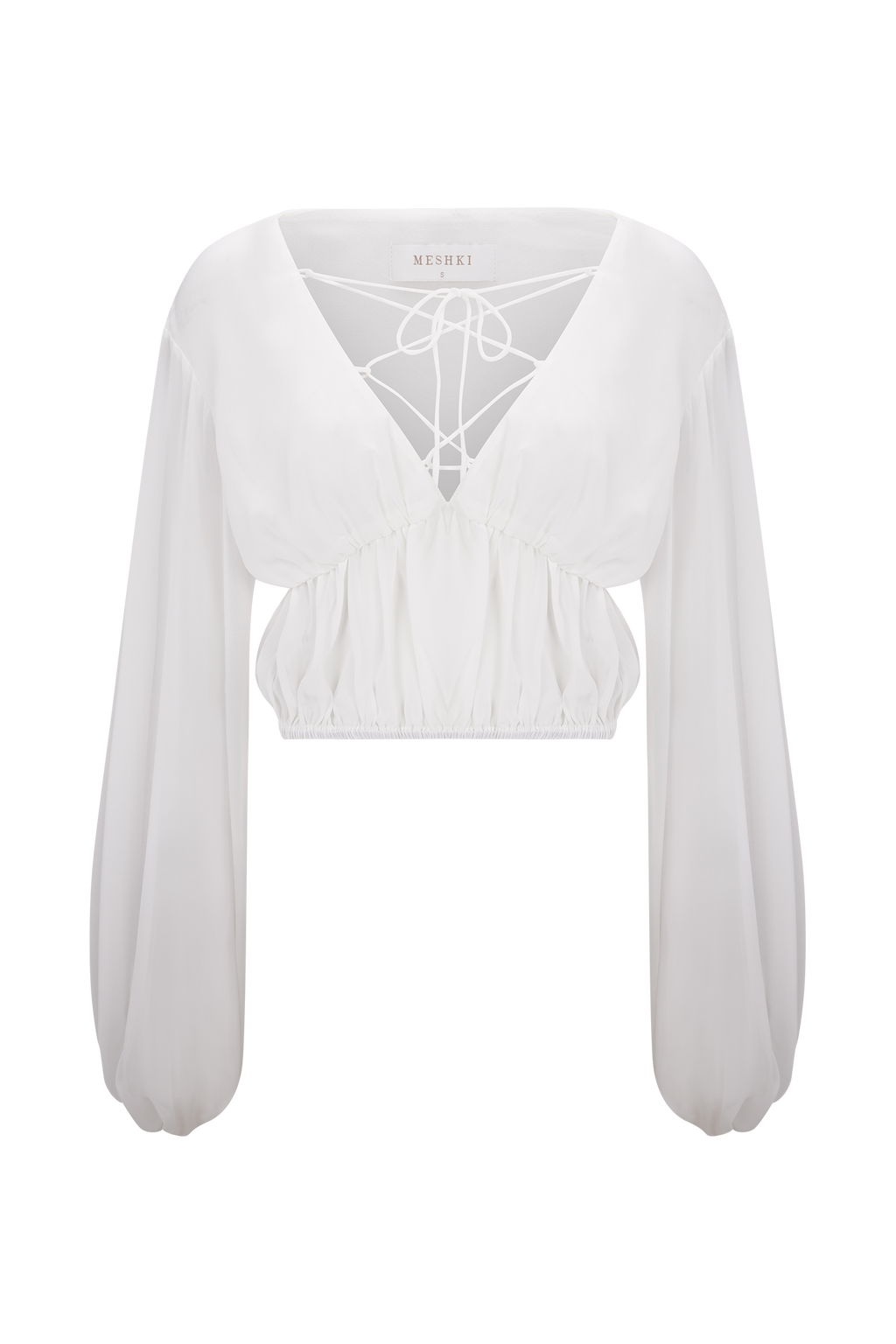 Carlie Chiffon Cross Tie Top - Ivory