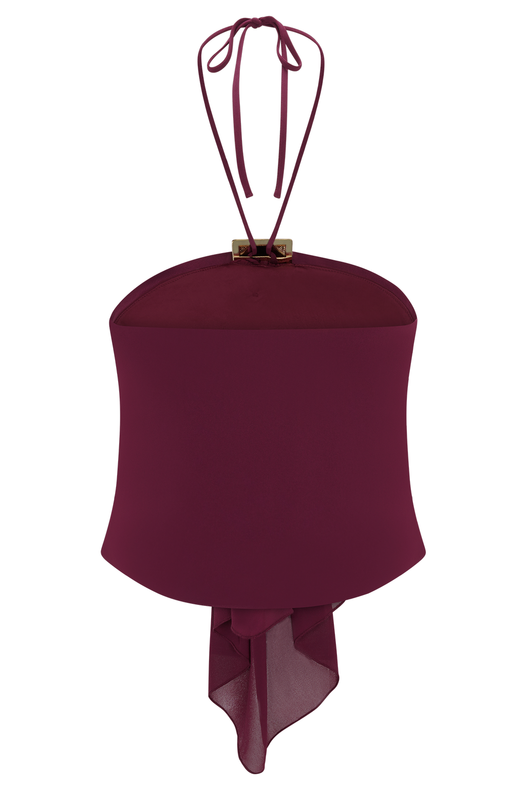 Celina Chiffon Halter Top With Hardware - Cherry Red