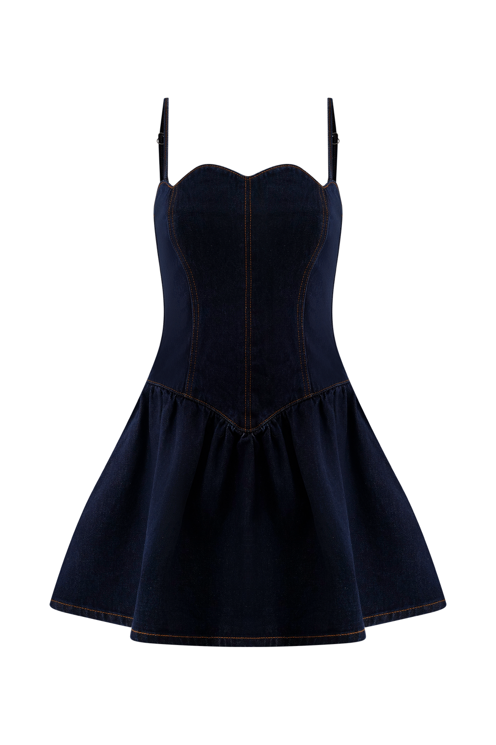 Cheyenne Scallop Denim Mini Dress - Indigo Blue