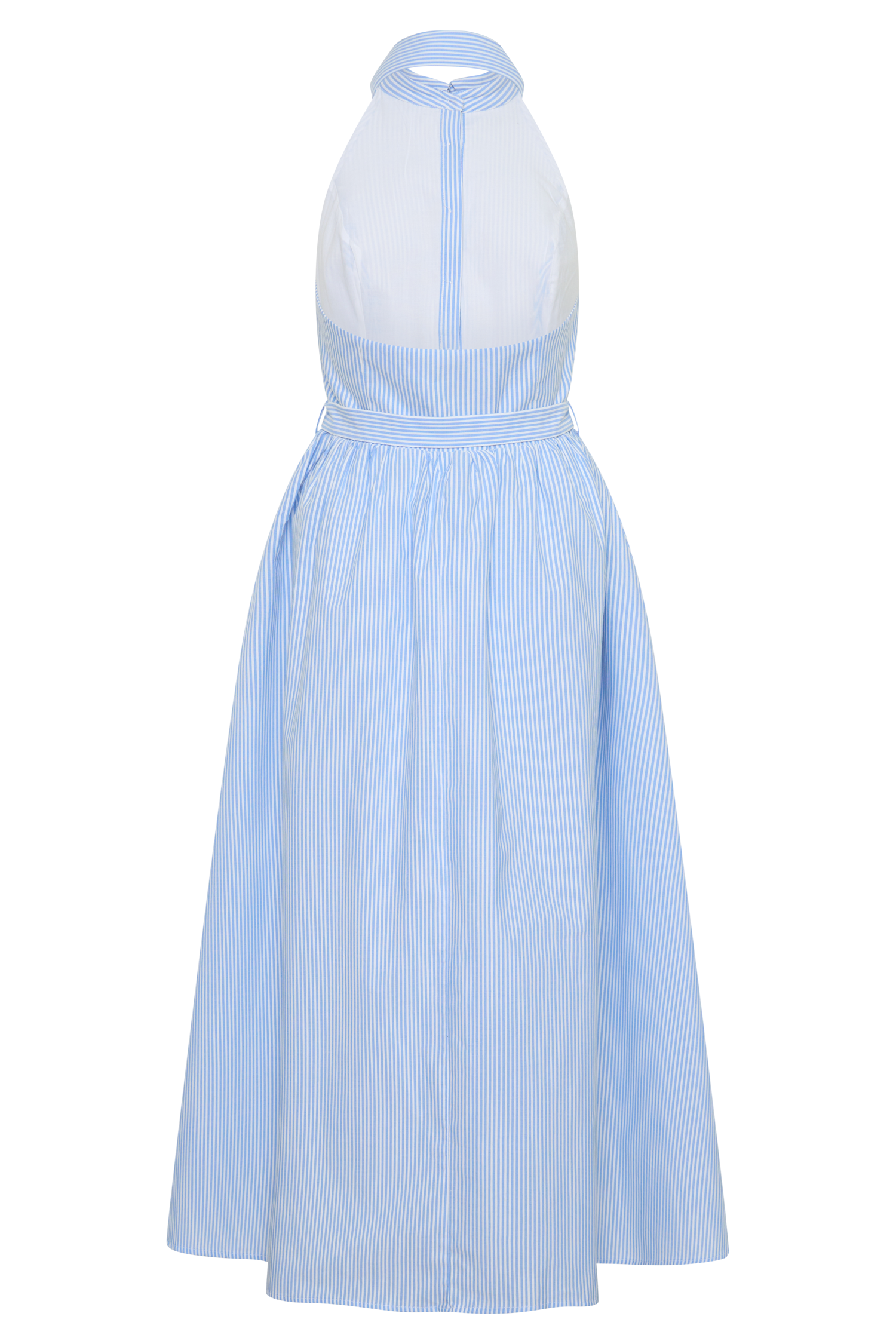 Cindy Collared Midi Dress - Blue Pinstripe