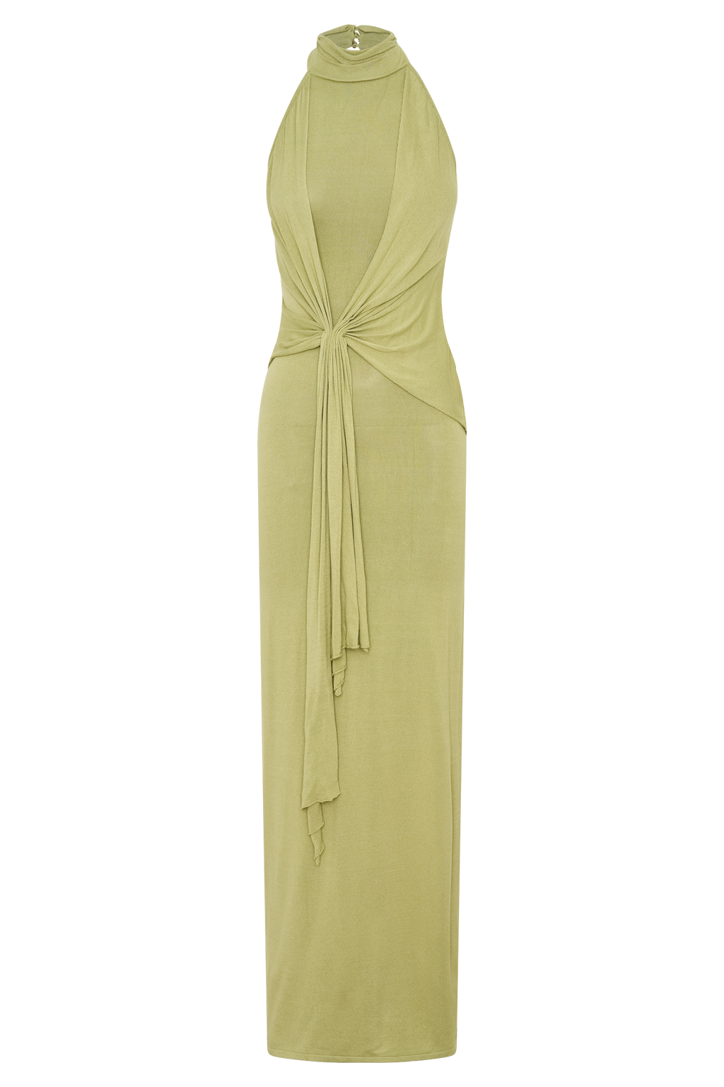 Cindylou Halter Knit Maxi Dress - Light Olive