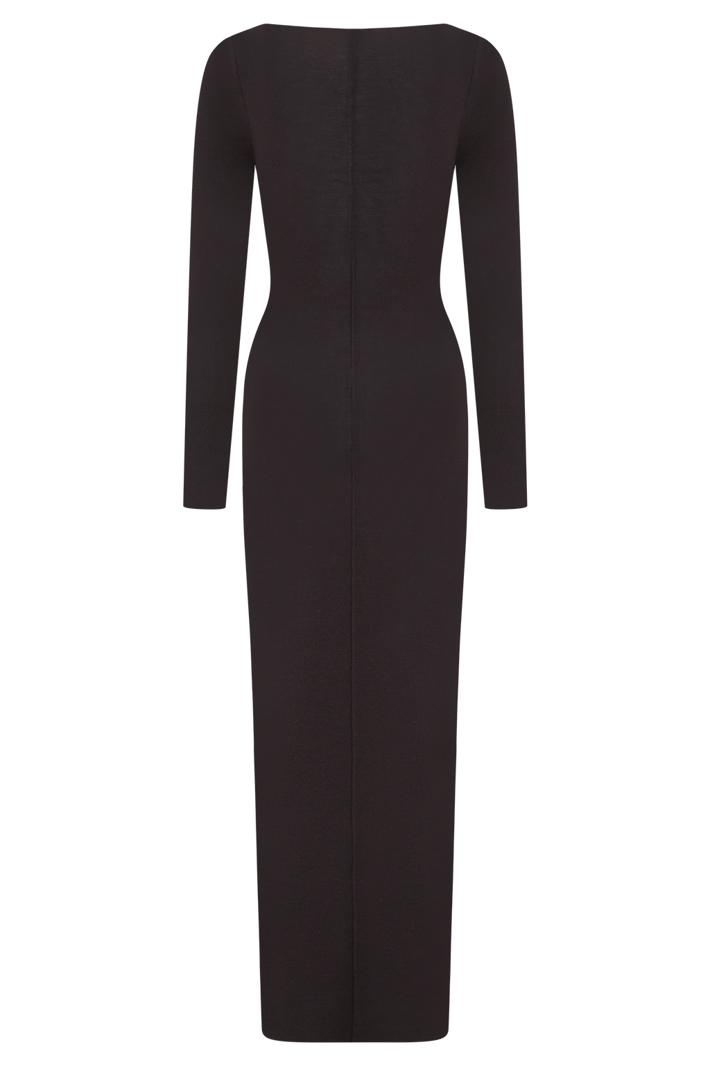 Cleona Merino Wool Ribbed Long Sleeve Maxi Dress - Deep Chocolate