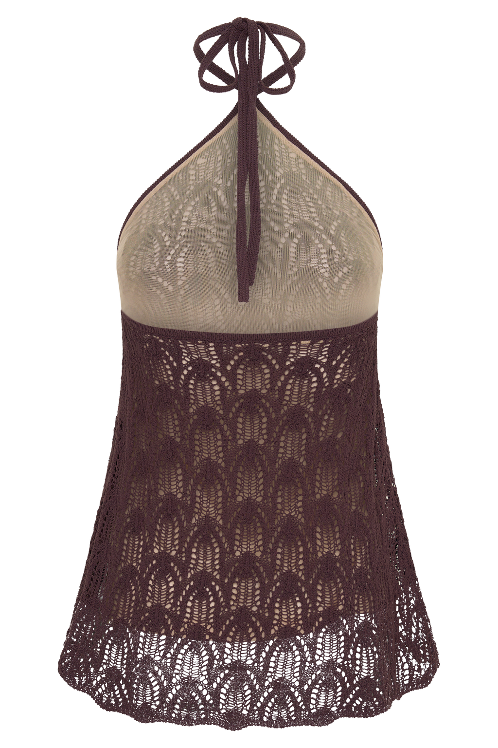 Corey Crochet Halter Neck Top - Chocolate