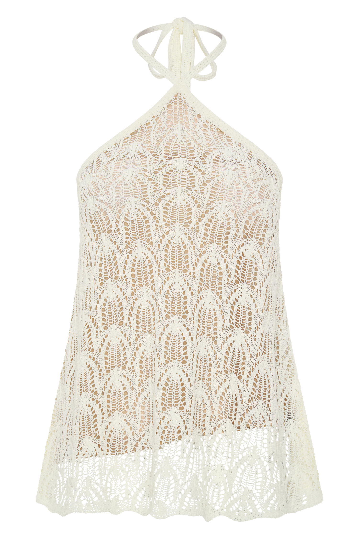 Corey Crochet Halter Neck Top - Ivory