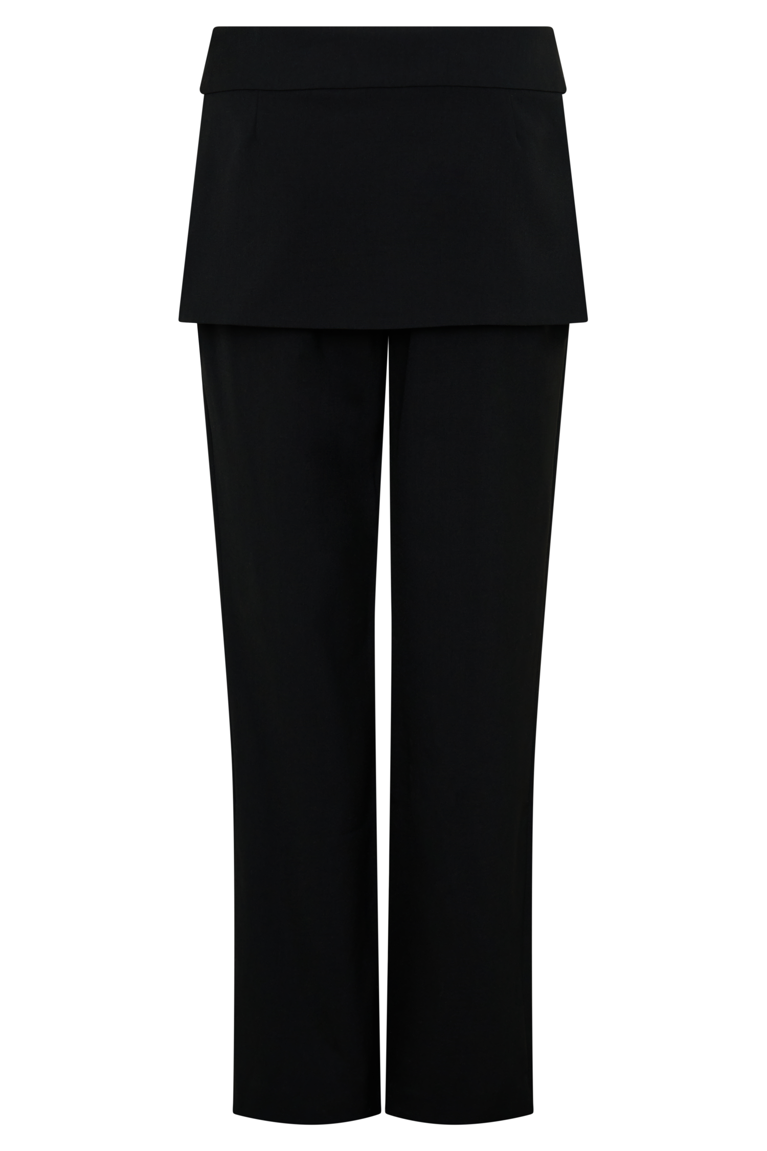 Daisy Wrap Skirt Straight Leg Pants - Black