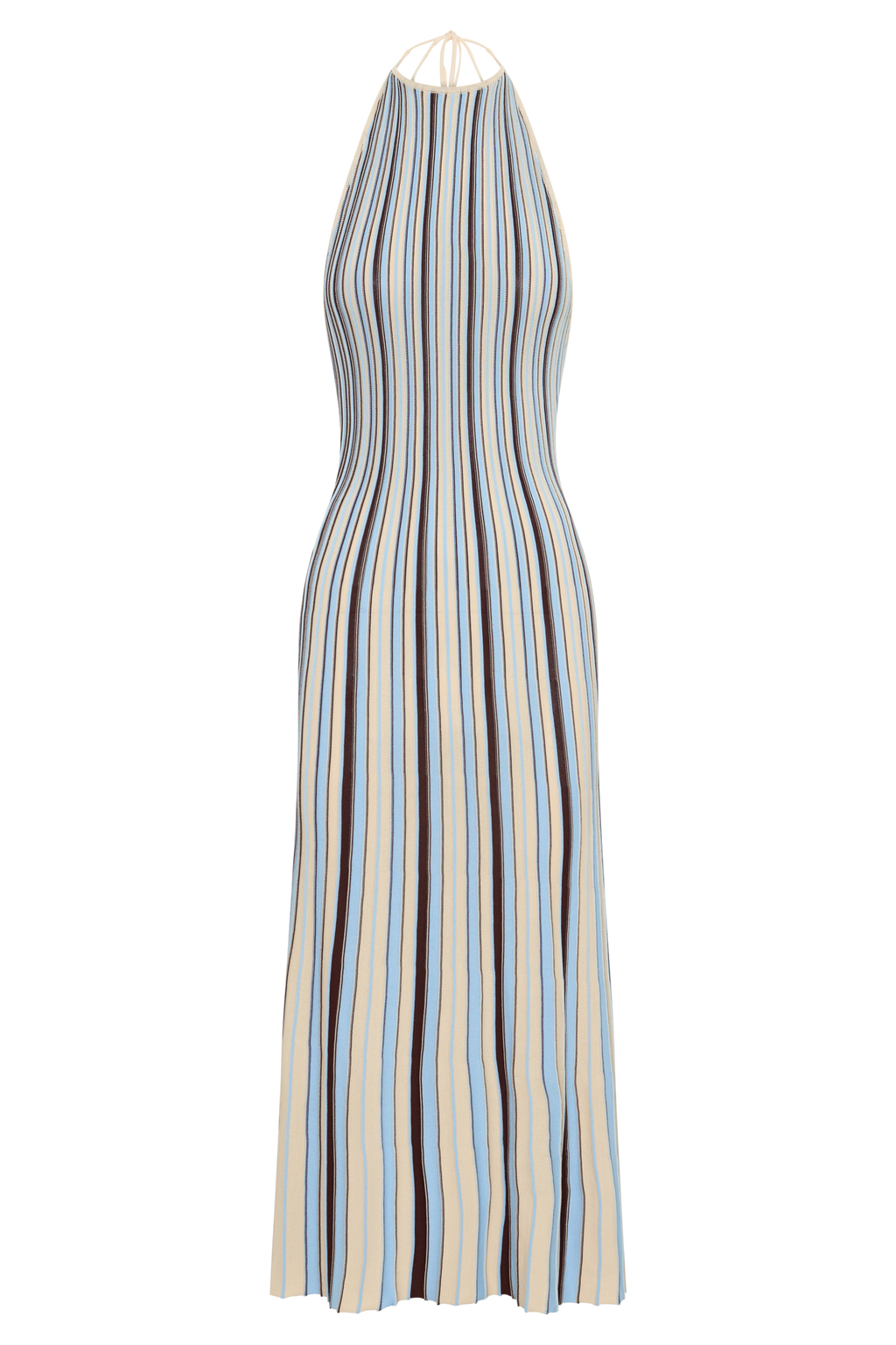 Dalani Halterneck Knit Midi Dress - Blue/Chocolate